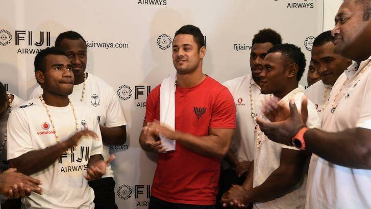 New team: Jarryd Hayne, who met the Fiji rugby sevens in February in Sydney, has announced he will join them in Rio for the Olympics. Photo: Kate Geraghty