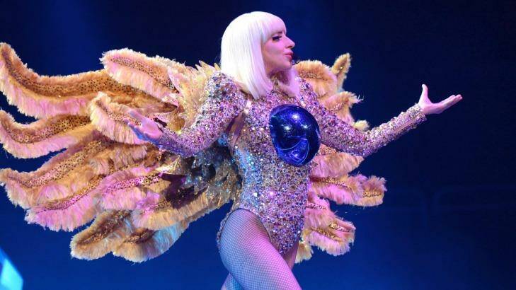 Lady Gaga on stage in Perth. Photo: Kevin Mazur