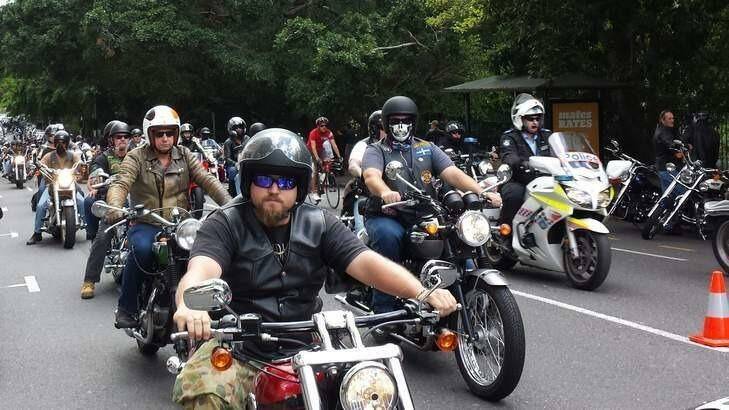 Recreational motorcyclists ride through Brisbane's CBD to protest against the government's anti-bikie laws in December. Photo: Kristian Silva