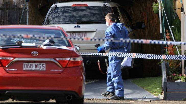 Police investigate a shooting at Sunnybank Hills Caravan Park after a man was taken to hospital with an abdomen injury. Photo: Jorge Branco