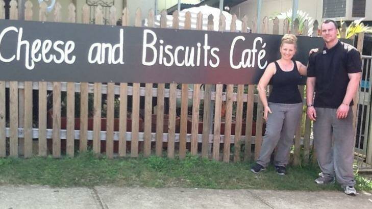 Jessica-Anne Allen and her husband Stephen outside their cafe. Photo: Supplied