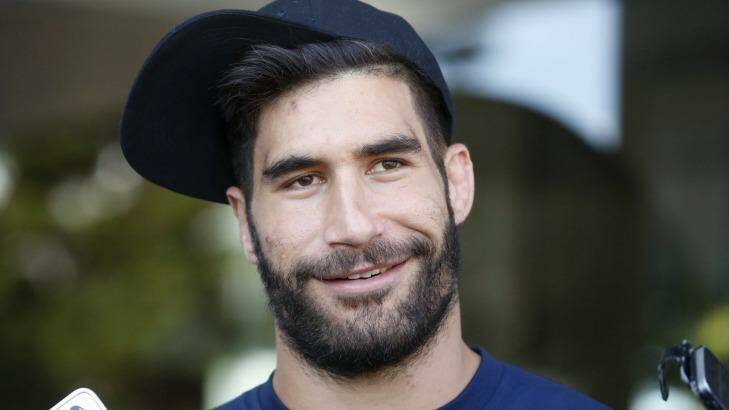 Winning smile: James Tamou the morning after the grand final. Photo: Peter Rae