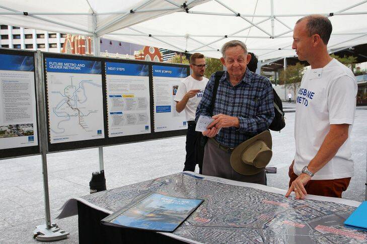 BRISBANE, AUSTRALIA - APRIL 08:  Members of the Brisbane Metro project team present maps and information to the public at King George Square on April 8, 2017 in Brisbane, Australia.  (Photo by Lisa Maree Williams/Fairfax Media) Photo: Lisa Maree Williams
