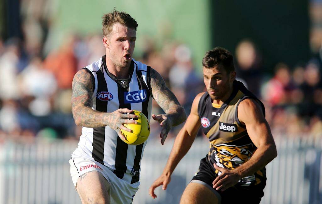 Dane Swan in action during last year's NAB Challenge. Photo: Pat Scala