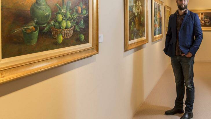 Artist Ben Quilty with more works featured in the Brisbane exhibition of Margaret Olley paintings.  Photo: Glenn Hunt