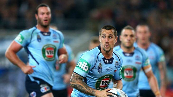 Back in blue: Mitchell Pearce was solid in his return to the fold. Photo: Cameron Spencer