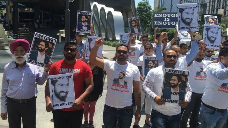 The Rail Tram and Bus Union calls for justice for Manmeet Sharma. Photo: Supplied