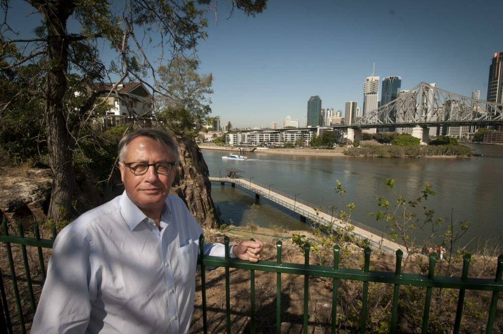 Wayne Swan above Brisbane's Riverwalk. Photo: Robert Shakespeare