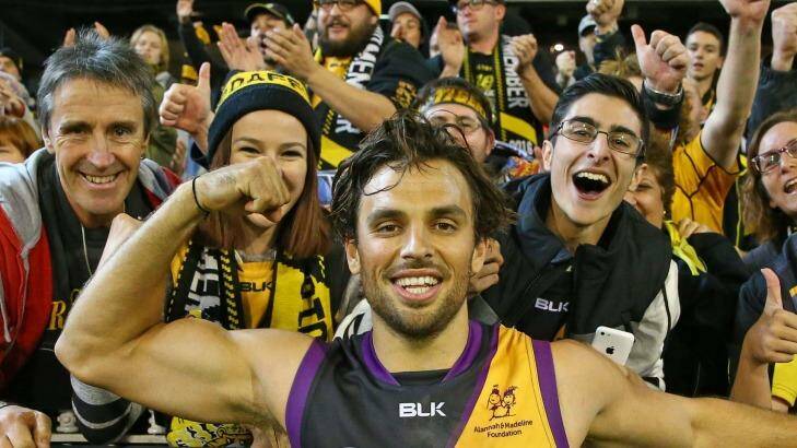 Mr Popular: Lloyd enjoys his moment with the fans Photo: AFL Media/Getty Images