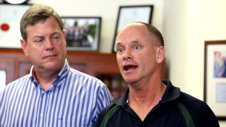 Queensland Treasurer Tim Nicholls and Premier Campbell Newman insist they have a good relationship.  Photo: Michelle Smith