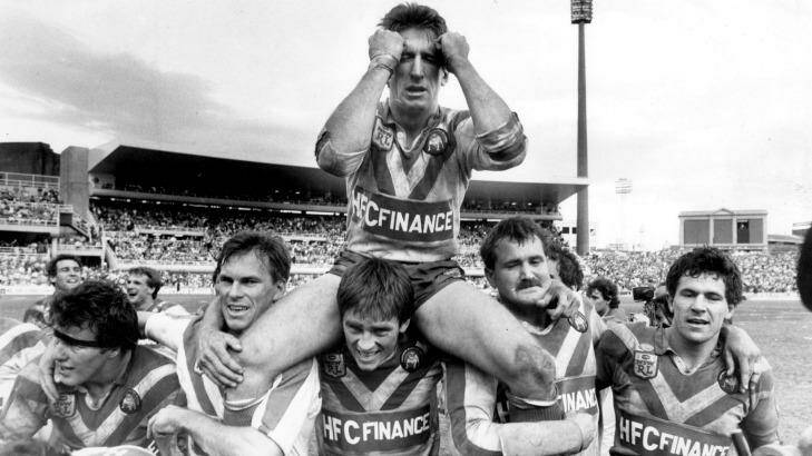 One of the greats: Steve Mortimer is chaired from the field after the 1984 grand final. Photo: Fairfax archive