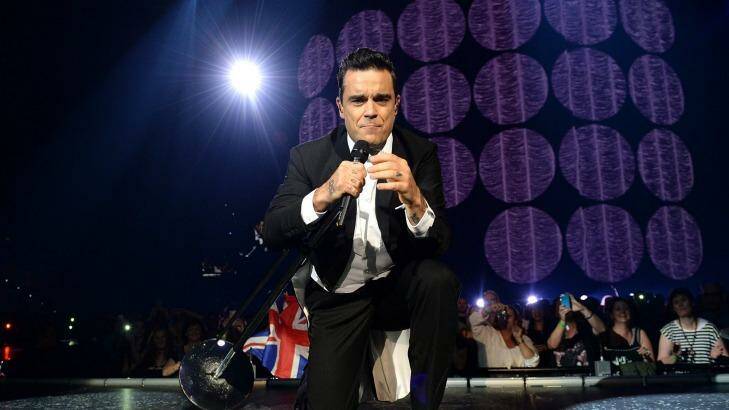 Robbie Williams performs in Brisbane. Photo: Bradley Kanaris