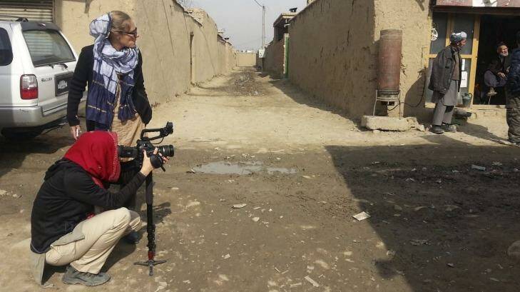 Brutal film to make: Eva Orner shoots a scene for the documentary.  Photo: Supplied