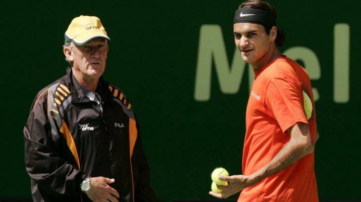 Early days: Roger Federer with Tony Roche at the 2006 Australian Open.  Photo: Joe Armao