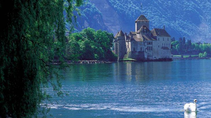Chillon Castle near Montreux on the shores of Lake Geneva, Switzerland's most famous fortification.
  Photo: Switzerland Tourism