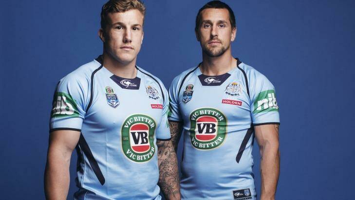 Teammates: Mitchell Pearce and Trent Hodkinson on Origin duty for  NSW this year. Photo: James Brickwood