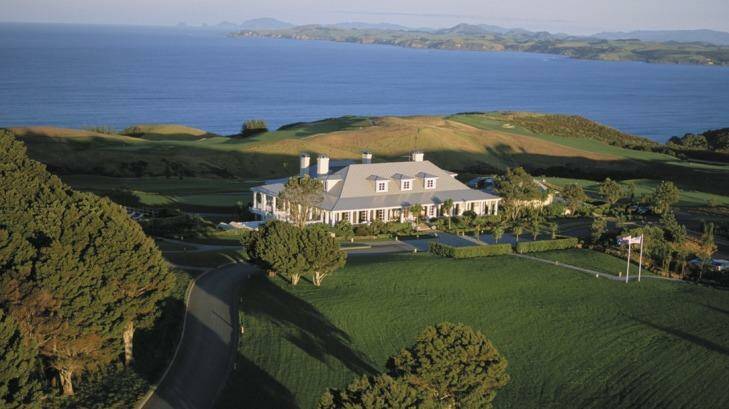 The main lodge building at Kauri Cliffs in the Bay of Islands, New Zealand, boasts ocean views and a championship golf course.
