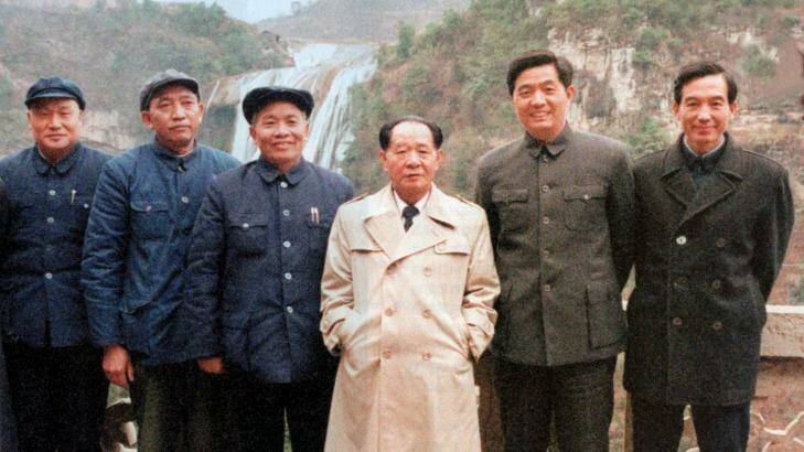 Hu Yaobang (in white jacket) in February 1986 with - from right - Wen Jiabao and Hu Jintao, who went on to become respectively premier and president of China. Photo: Supplied
