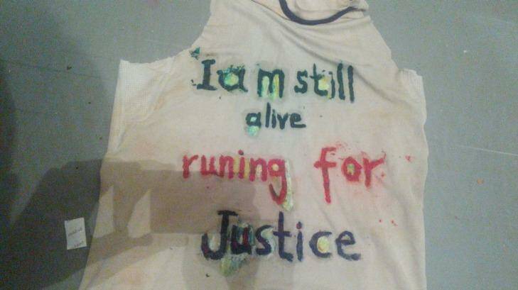 The singlet Mr Saiedi reportedly wore during his protest run. Photo: Supplied
