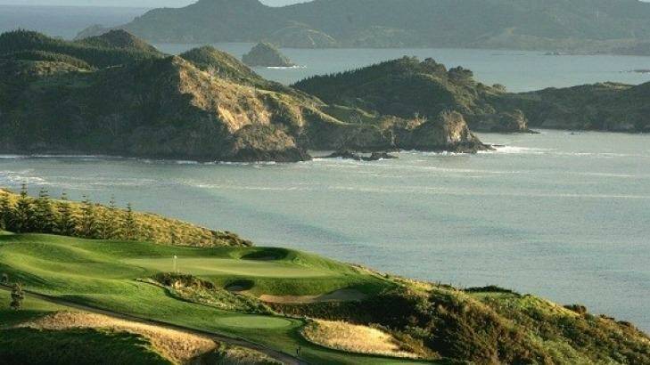 The golf course at Kauri Cliffs, a luxury lodge in the Bay of Islands region, New Zealand.
