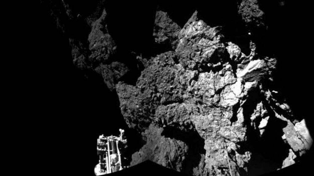 The first picture sent back of the Philae lander on the comet.
 Photo: ESA