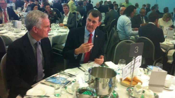 Lord Mayor Graham Quirk talks with AECOM's Richard Morwood. Photo: Tony Moore