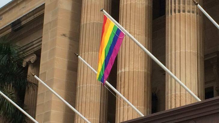 The rainbow flag flies from Brisbane's City Hall. Photo: Natalie Bochenski