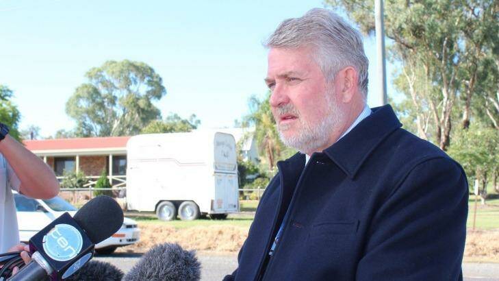 Detective Inspector David Isherwood addresses the media following the discovery of human remains near Stanthorpe on Thursday. Photo: Melody Labinsky, Queensland Country Life