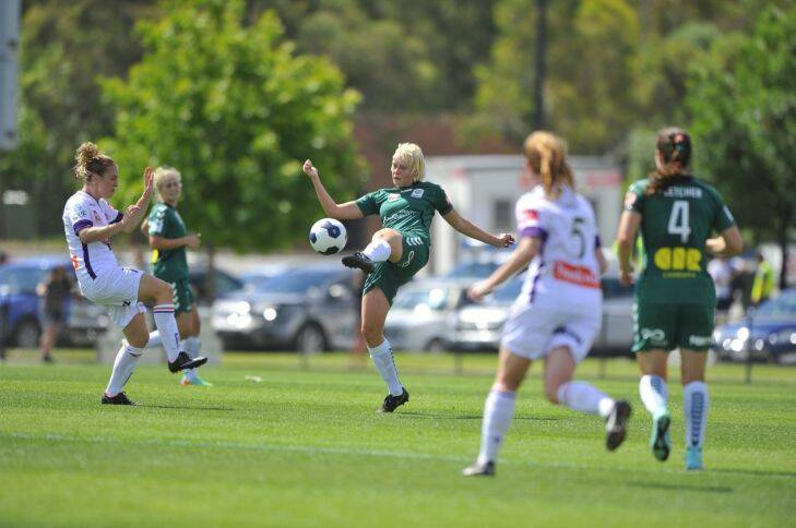 Sport

Canberra united player Catherine Brown in action during the game against Perth Glory at Viking park
The Canberra times
7 December 2014 
Photo Jay cronan