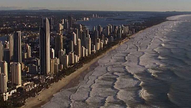 Wild conditions meant beaches remained closed on the Gold Coast.  Photo: Nine News