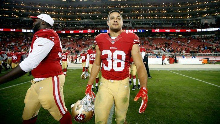 At home: Jarryd Hayne walks off Levi's Stadium after the 49ers' final trial against the Chargers. Photo: Getty Images 
