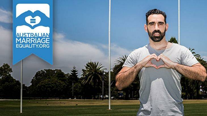 I do: Adam Goodes features in the Australian Marriage Equality campaign. Photo: Supplied