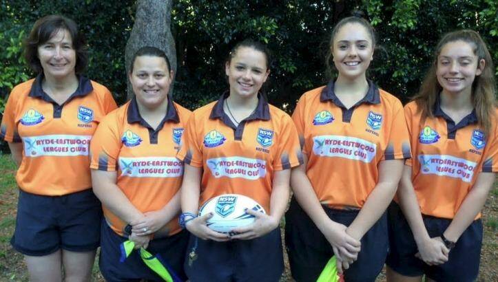 Girl power: The all-female referees line-up for the Balmain Junior Rugby League grand finals. Photo: Supplied