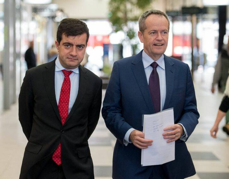 Leader of the Federal Opposition Bill Shorten (right)  in his seat of Maribyrnong with NSW Senator Sam Dastyari . Photo: PENNY STEPHENS. The Age. 9TH AUGUST 2016