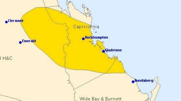 The Bureau of Meteorology issued a severe thunderstorm warning for a pocket on the central Queensland coast. Photo: Bureau of Meteorology
