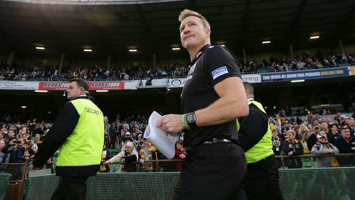 Keep walking: Nathan Buckley after Sunday's match, Photo: AFL Media/Getty Images