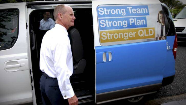 Premier Campbell Newman campaigns at Cannon Hill train station on Wednesday.  Photo: Renee Melides