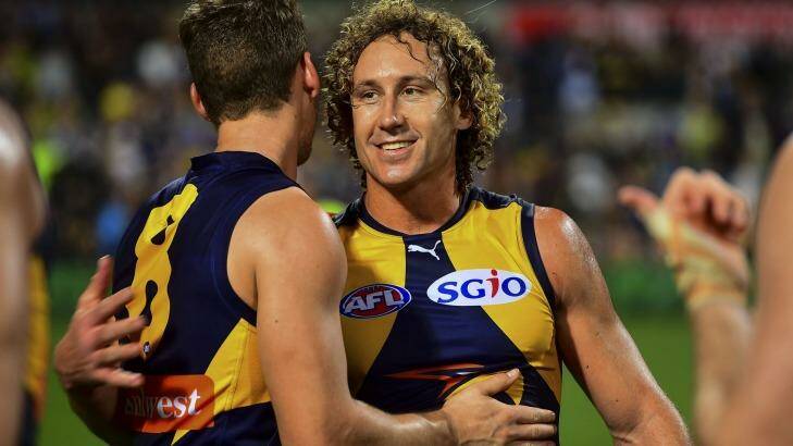 Matt Priddis was all smiles last week but faces a battle to get up for a clash with Richmond. Photo: Daniel Carson/AFL Media