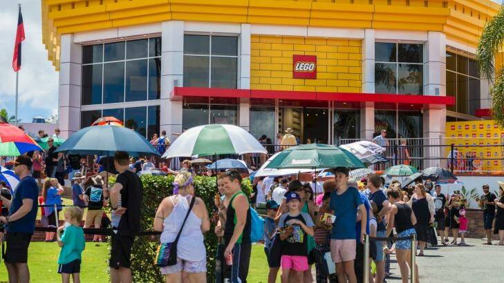 Some fans of the famous plastic bricks camped overnight to be among the first into the store attached to the theme park. Photo: Glenn Hunt