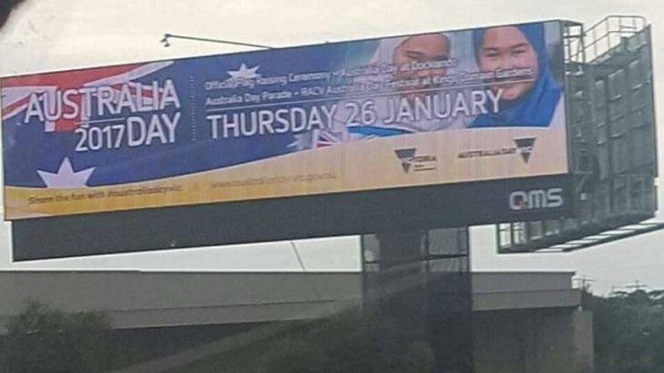 The Australia Day billboard that featured two young girls in hijab. 