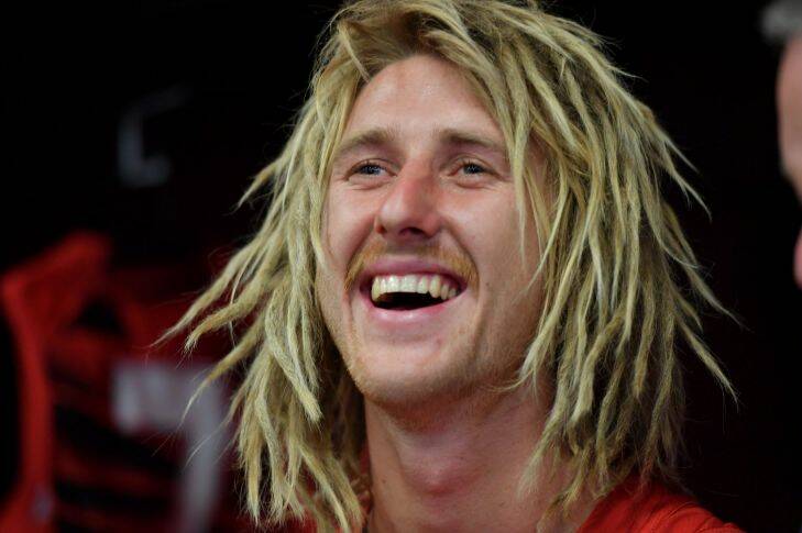 Dyson Heppell - AFL Essendon player in the locker room. 22nd November 2016, The Age, Fairfaxmedia Picture by Joe Armao