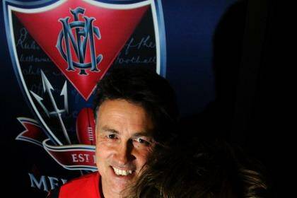 Todd Viney's son Jack is now an important member of Melbourne's midfield. The two are pictured in 2010. Photo: Sebastian Costanzo