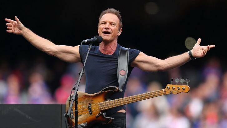 Sting performs during the 2016 AFL Grand Final. Photo: Scott Barbour