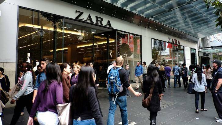 Zara on Melbourne's Burke Street Mall. Photo: Luis Enrique
