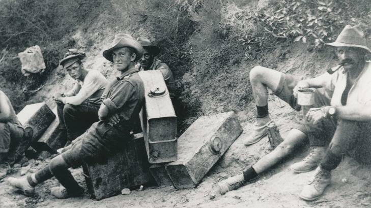 Soldiers rest during the campaign in Gallipoli. Photo: Australian War Memorial