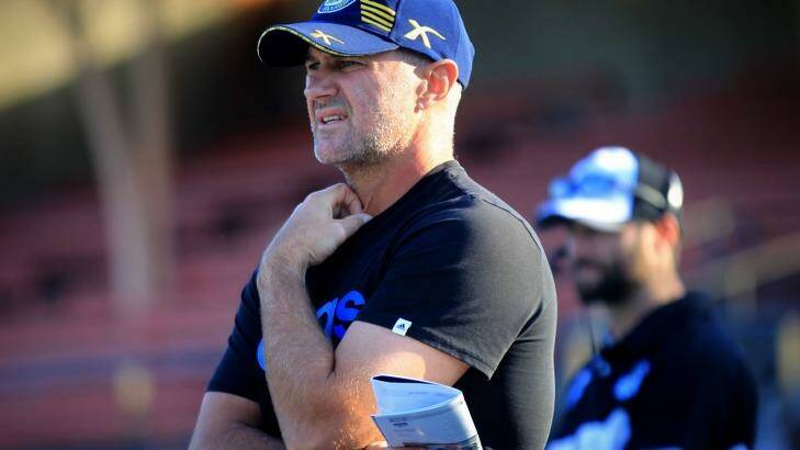 Going above and beyond: Brad Arthur on the sideline of North Sydney Oval on Sunday. Photo: James Alcock