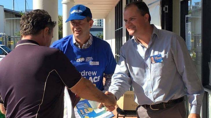 Andrew Wallace (Fisher) and Ted O'Brien (Fairfax) campaigning on the Sunshine Coast Photo: Supplied