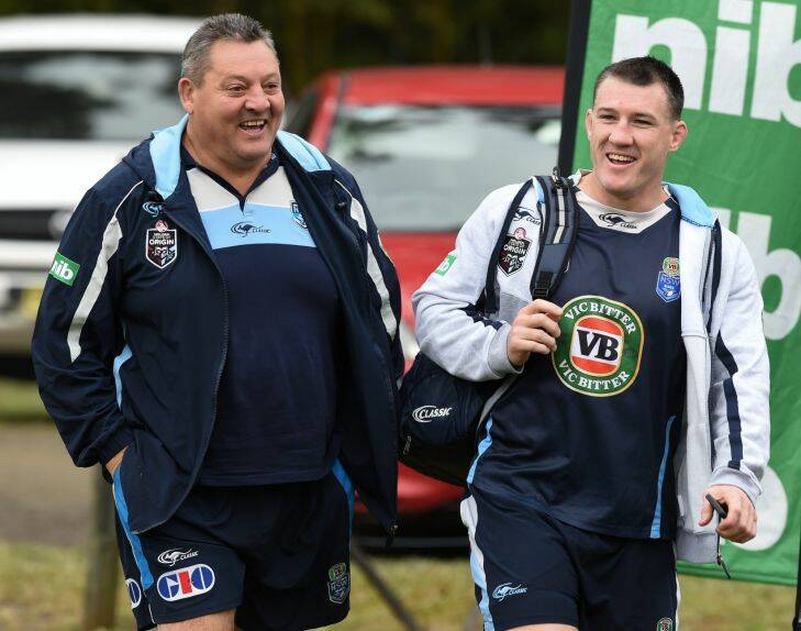 Assistant coach left Steve Roach nicknamed Blocker and NSW Captain Paul Gallen together  in Coffs Harbour today while in camp for  the STATE OF ORIGIN game 2 against Queenslan in Melbourne next week.
Photography Brendan Esposito
smh,sport,10th June