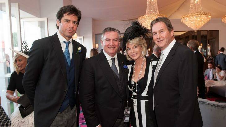 AFL chief executive Gillon McLachlan, Eddie McGuire, Rhonda Whylie and her husband, Jeff Browne. Photo: Jesse Marlow