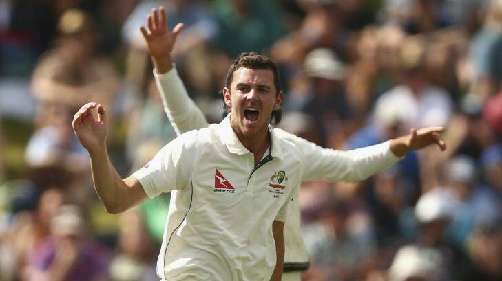 Danger man: Josh Hazlewood took four wickets for Australia on day one. Photo: Getty Images 